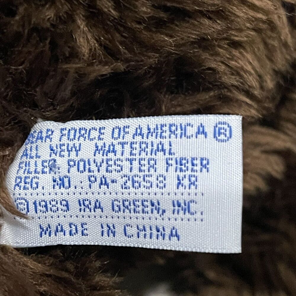 Vintage 1989 Bear Force of America US Army Teddy Bear Plush Brown Shaggy Sweater - Picture 5 of 5
